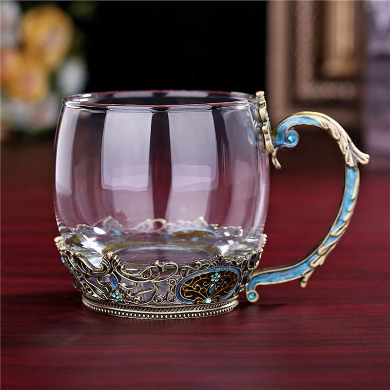 Mooduuty Tea Cup Coffee Mug Cups, Classical Glass Tea Cup, Unique Personalized Birthday Present Ideas for Women Grandma Mom Teachers Hot Beverages 12OZ - Image 3